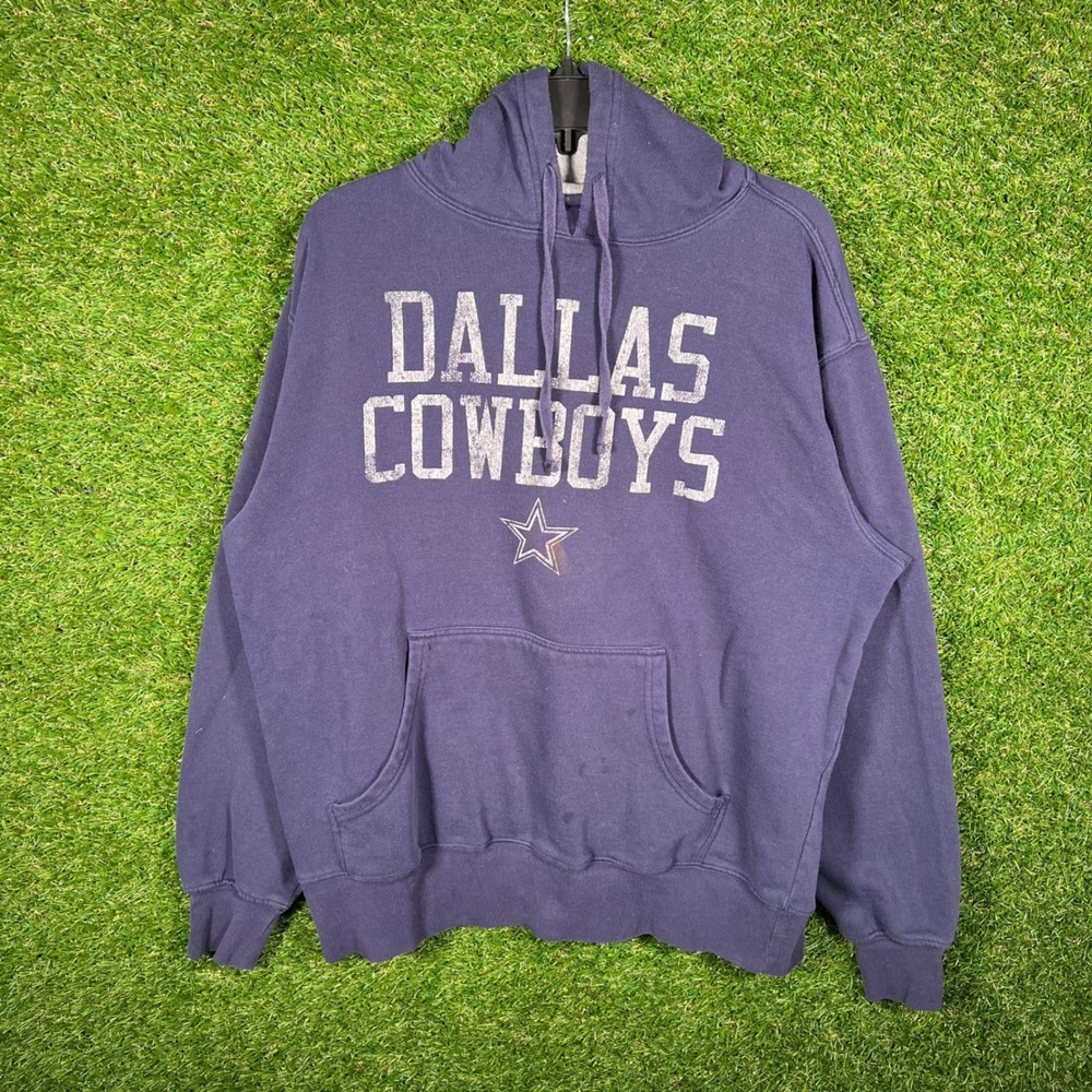 Dallas Cowboys Authentic Mens Large Navy Blue‎ Graphic Hoodie Pullover